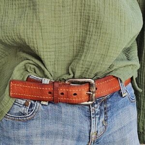 Michael Kors Brown Leather Belt Size 42